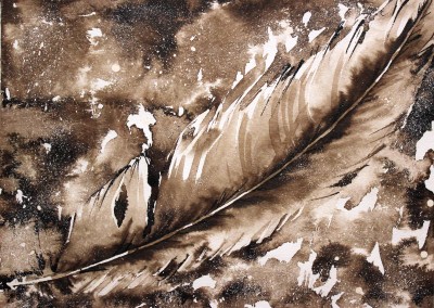 sepia ink on watercolor paper